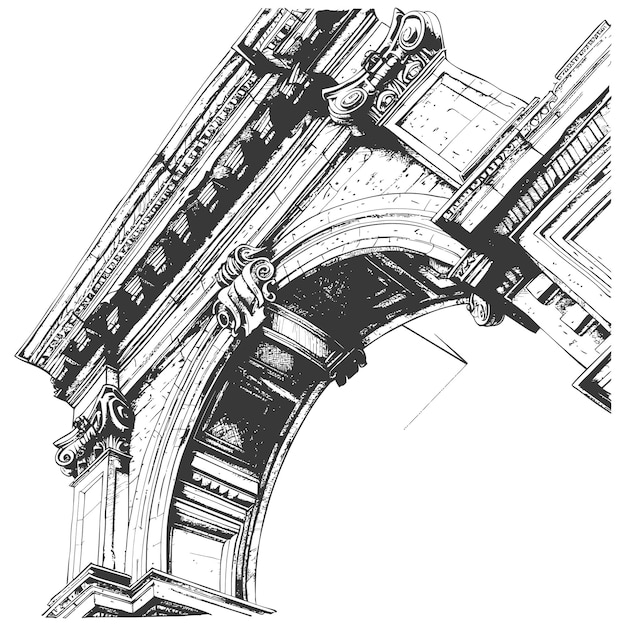 Vetor desenho de arquiteto em ação com estilo de gravura antigo