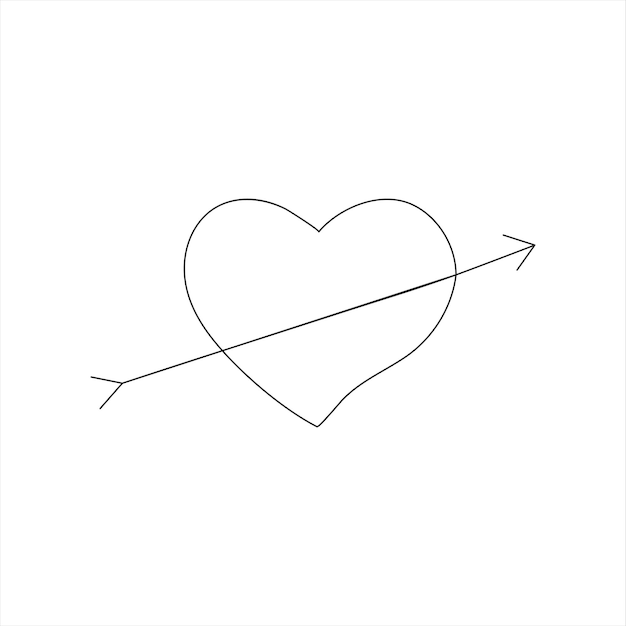 Desenho de arte de desenho de amor de uma linha contínua