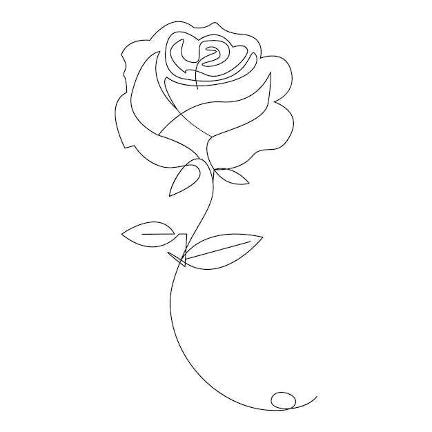 Vetor desenho de arte vetorial contínuo de uma linha de contorno de flor de rosa