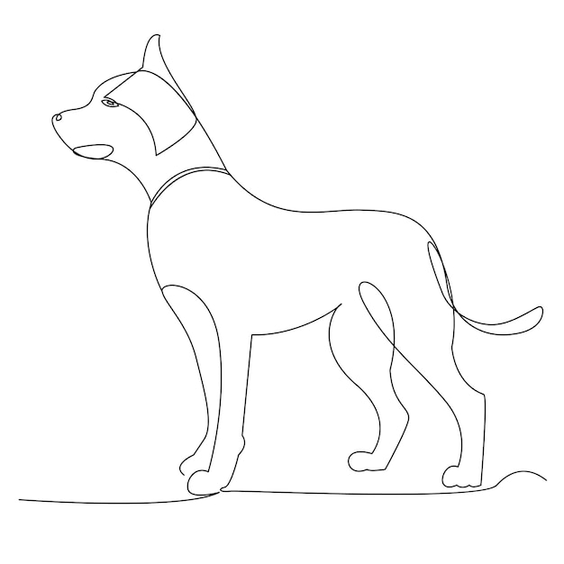 Desenho de arte vetorial de contorno de animal de estimação de cão de uma linha contínua