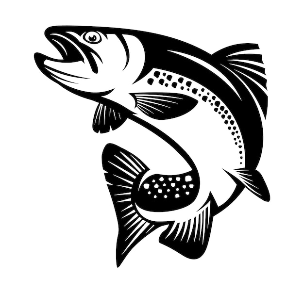 desenho de arte vetorial de silhueta de peixe