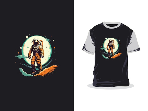 Vetor desenho de astronauta no espaço obra de arte criativa design de camiseta de impressão vetorial de moda