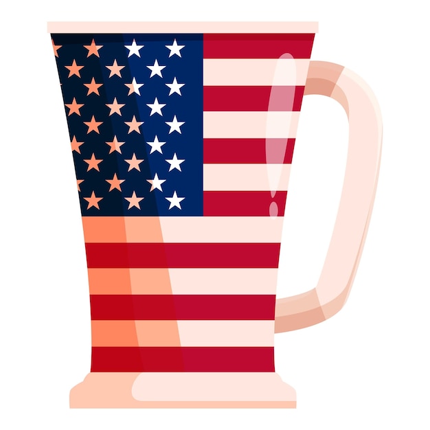 Desenho de bandeira americana em uma caneca de café alta para bebida patriótica