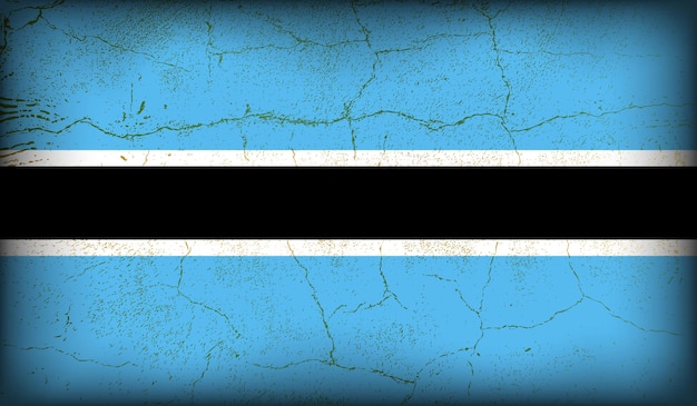 Vetor desenho de bandeira de botswana com textura vintage