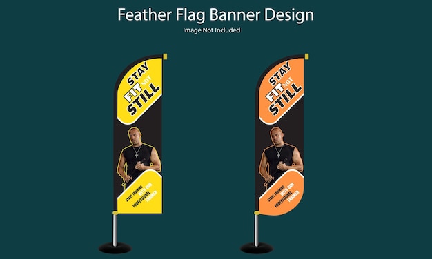 Desenho de bandeira de penas para fitness ou ginásio para publicidade