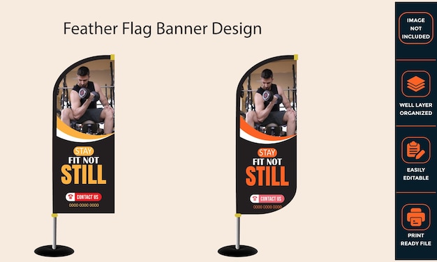 Desenho de bandeira de pluma em pé ou agitando
