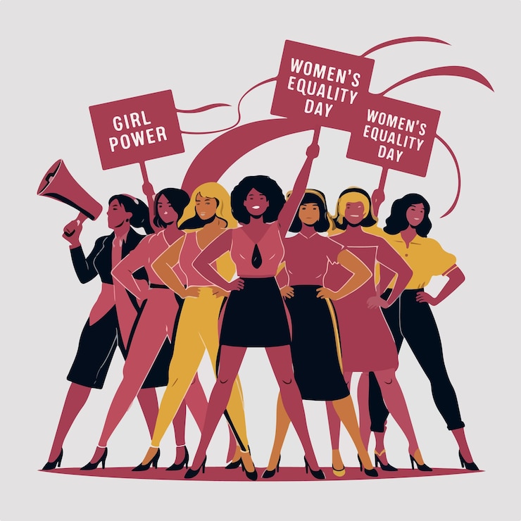 Vetor desenho de bandeira do dia da igualdade da mulher ilustração criativa