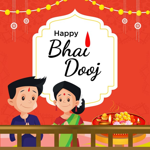 Vetor desenho de banner criativo do modelo de feliz bhai dooj do festival indiano