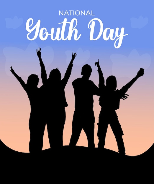 Vetor desenho de banner de celebração do dia internacional da juventude de vector