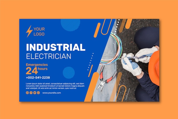 Vetor desenho de banner de eletricista industrial