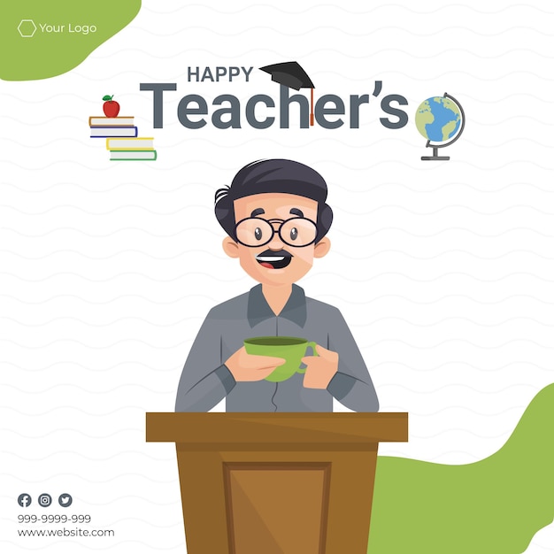 Desenho de banner de feliz dia dos professores ilustração do estilo dos desenhos animados