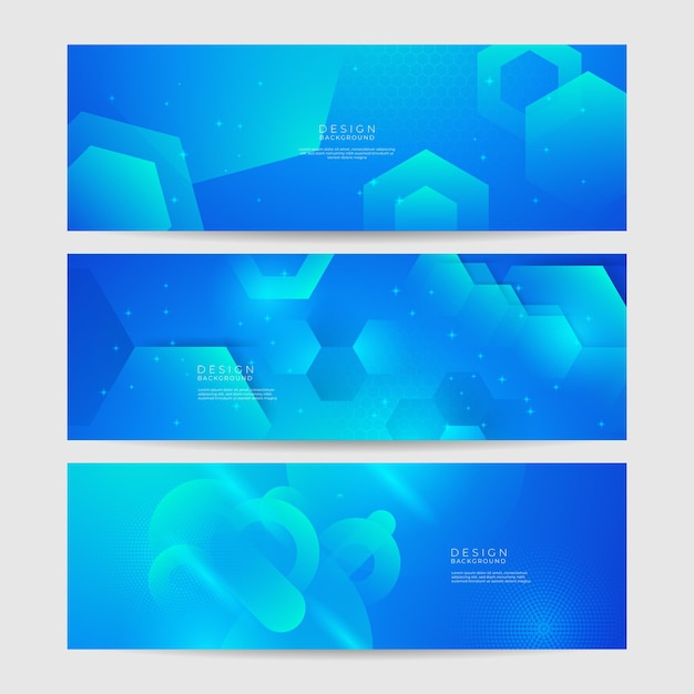 Desenho de banner de fundo amplo azul geométrico abstrato Banner de apresentação de negócios com forma geométrica azul Banner longo de vetor abstrato Minimal de fundo com espaço de cópia para texto