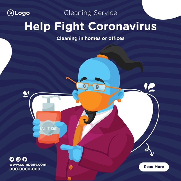 Desenho de banner do modelo de ajuda a combater o coronavírus
