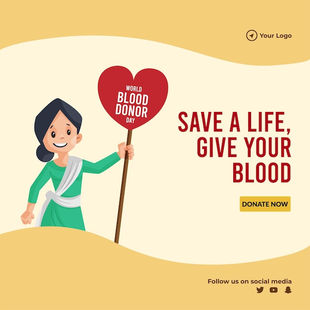 Desenho de banner do modelo do dia mundial do doador de sangue