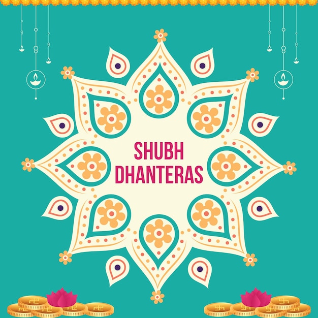 Desenho de banner do modelo shubh dhanteras do festival indiano