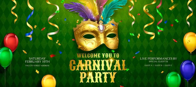 Desenho de banner para festa de carnaval