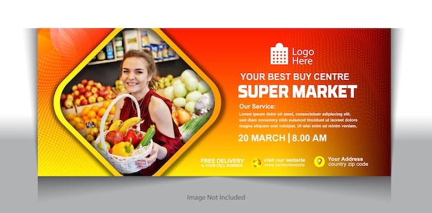 Desenho de banner promocional do supermercado