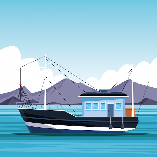 desenho de barco de pesca