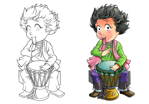 Desenho de baterista para colorir para crianças