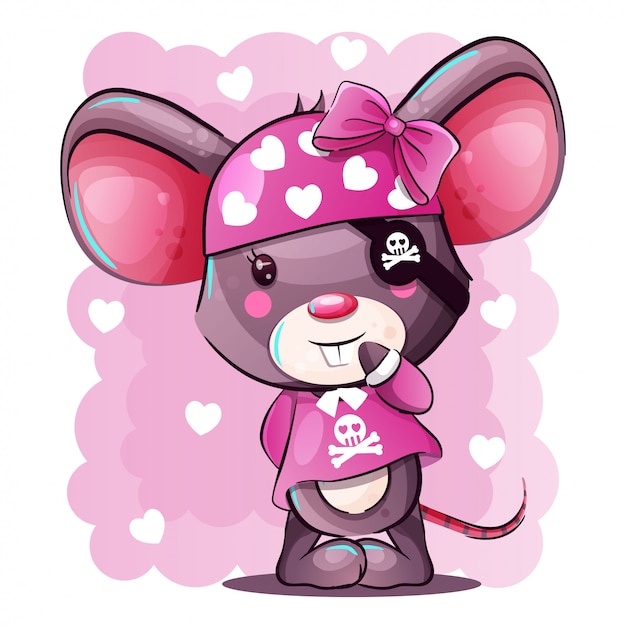 Desenho de bebê fofo Mouse em fantasia de pirata