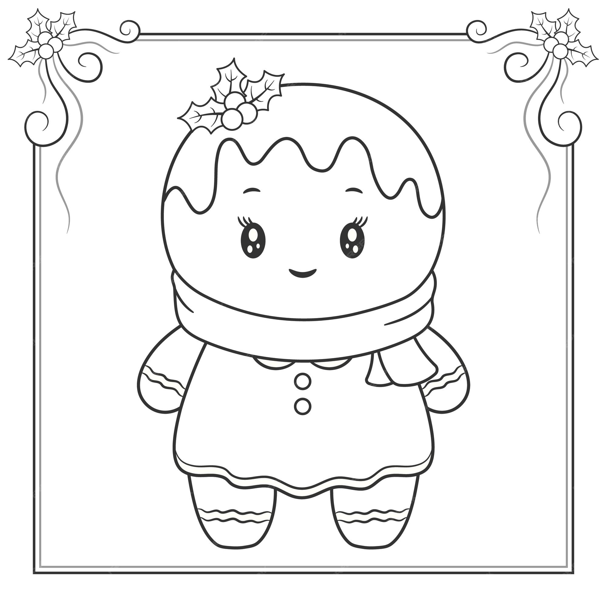 Menina natal kawaii para colorir - Imprimir Desenhos