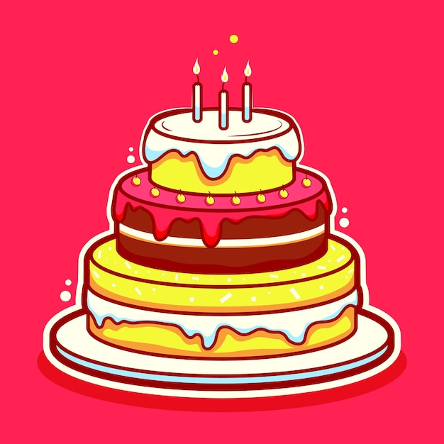 Ilustração Do Desenho Animado Do Bolo De Aniversário Ilustração do Vetor -  Ilustração de divertimento, bolo: 275027577