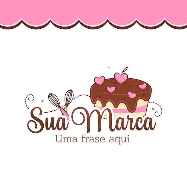 Desenho de bolo de logotipo bonito ilustração vector