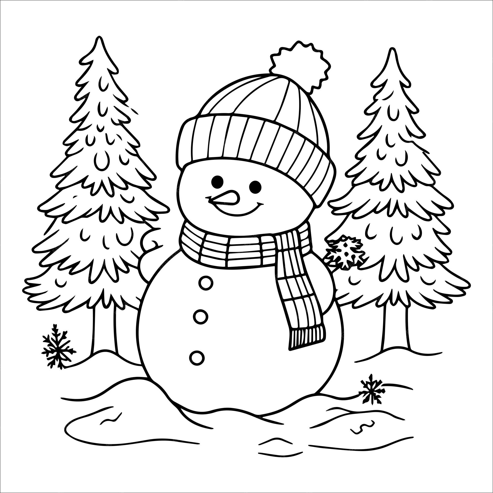 boneco de neve natal para colorir isolado para crianças 8823064 Vetor no  Vecteezy