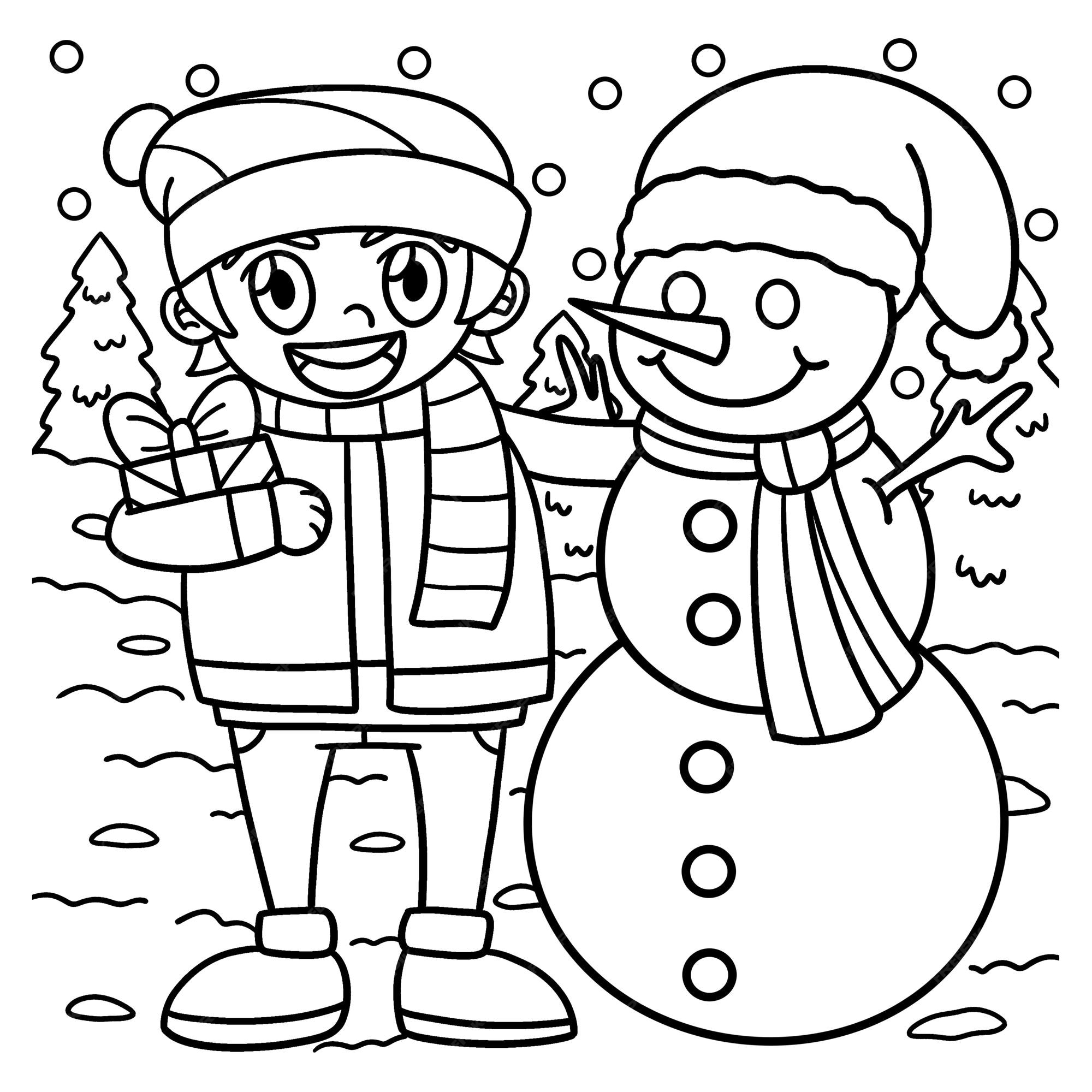 boneco de neve natal para colorir isolado para crianças 8823064 Vetor no  Vecteezy