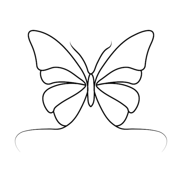 Vetor desenho de borboleta de linha única contínua e ilustração de arte vetorial de uma linha