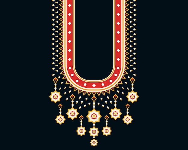 Desenho de bordado de colar de padrão geométrico étnico oriental