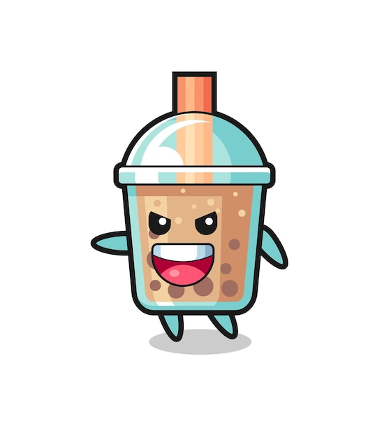 Desenho de bubble tea com pose muito animada