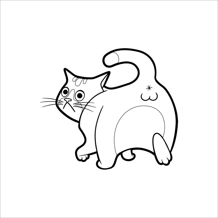 Vetor desenho de bunda de gato para colorir para amantes de gatos