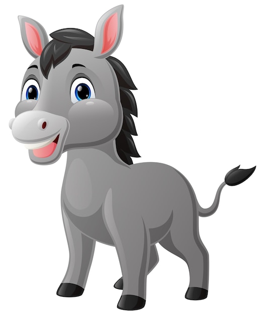 Desenho de burro bebê fofo em fundo branco