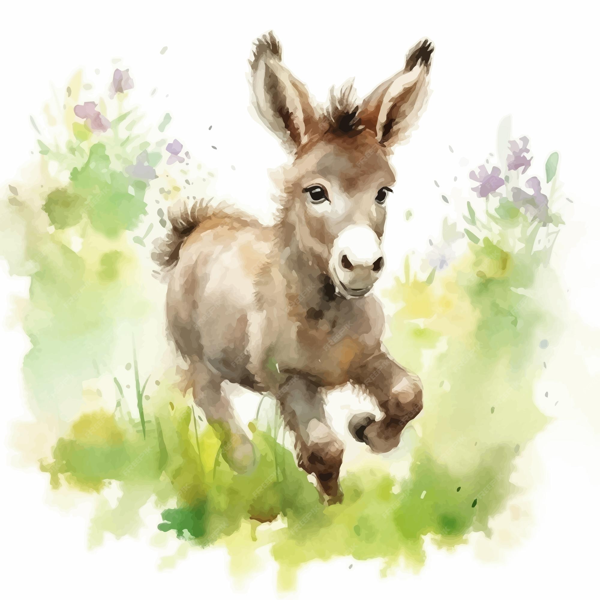 Baixe Pintura em Aquarela de um Burro PNG - Creative Fabrica