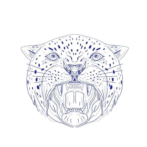 Desenho de cabeça de jaguar irritado