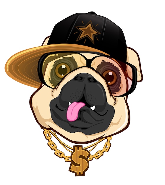 Desenho de cabeça funky bulldog
