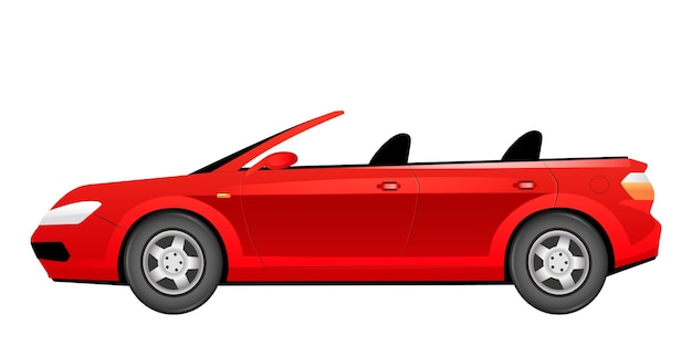 Vetor desenho de cabriolet vermelho. carro de verão moderno sem teto plano