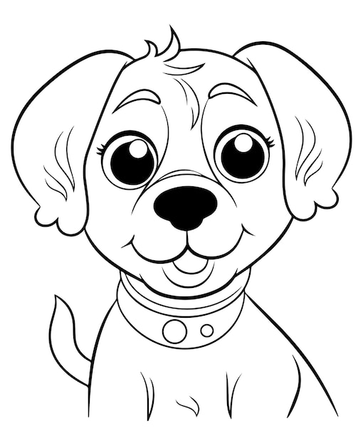 Desenho de cachorro de ilustração de cachorro fofo para colorir para crianças e adultos logotipo de mascote de cachorro vetor de cachorro