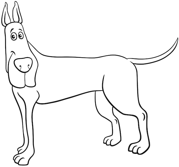 Desenho de cachorro de raça pura dogue alemão para colorir