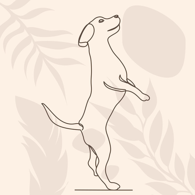 Desenho de cachorro em uma linha em um fundo abstrato