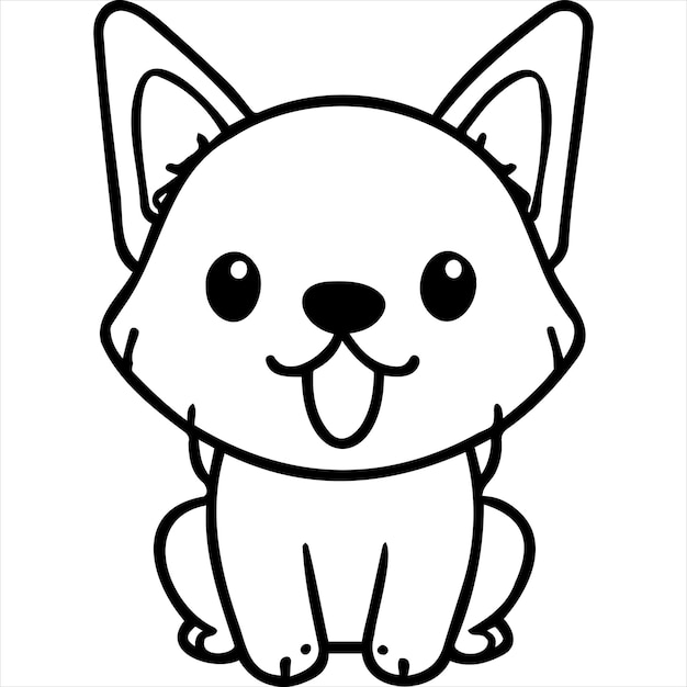 Desenho de cachorro kawaii para colorir