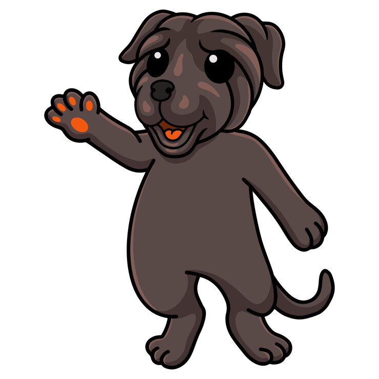 Vetor desenho de cachorro mastim napolitano bonito acenando a mão