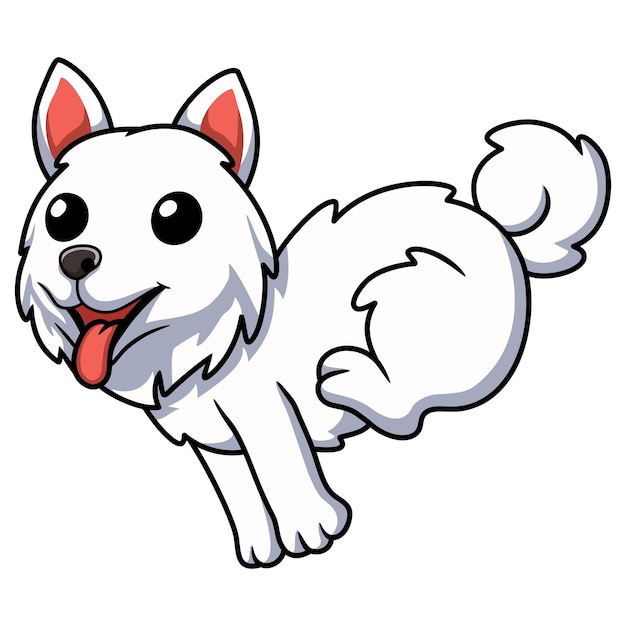 Desenho de cachorro samoiedo fofo correndo