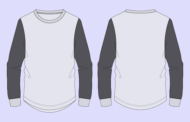 Desenho de camisa de duas cores de mangas longas