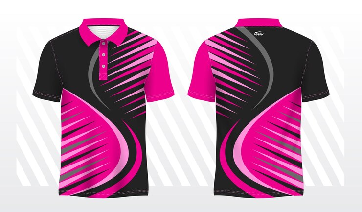Vetor desenho de camisa de polo rosa e preta