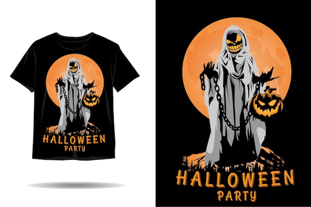 Desenho de camiseta com silhueta para festa de halloween