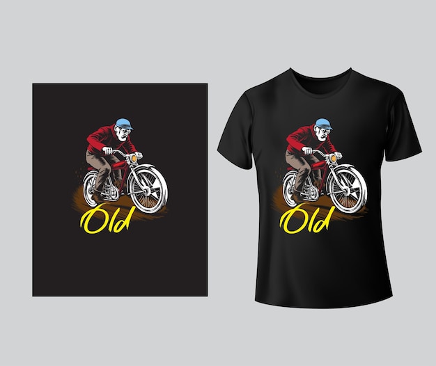 Vetor desenho de camiseta de bicicleta para homem velho