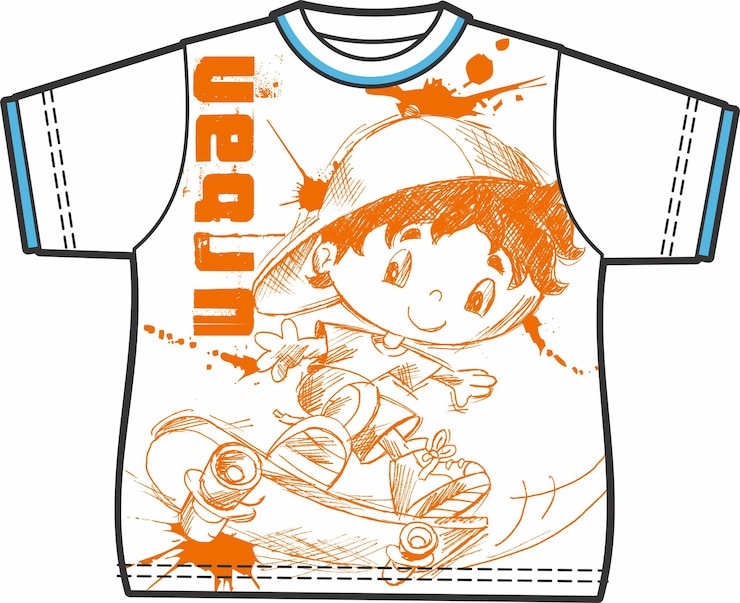 Vetor desenho de camiseta de desenho animado para skateboarder urbano
