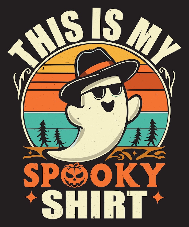 Vetor desenho de camiseta de halloween impressão sob demanda